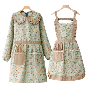 围裙长袖纯棉厨房家用做饭网红罩衣女2025新款时尚洋气秋冬工作服