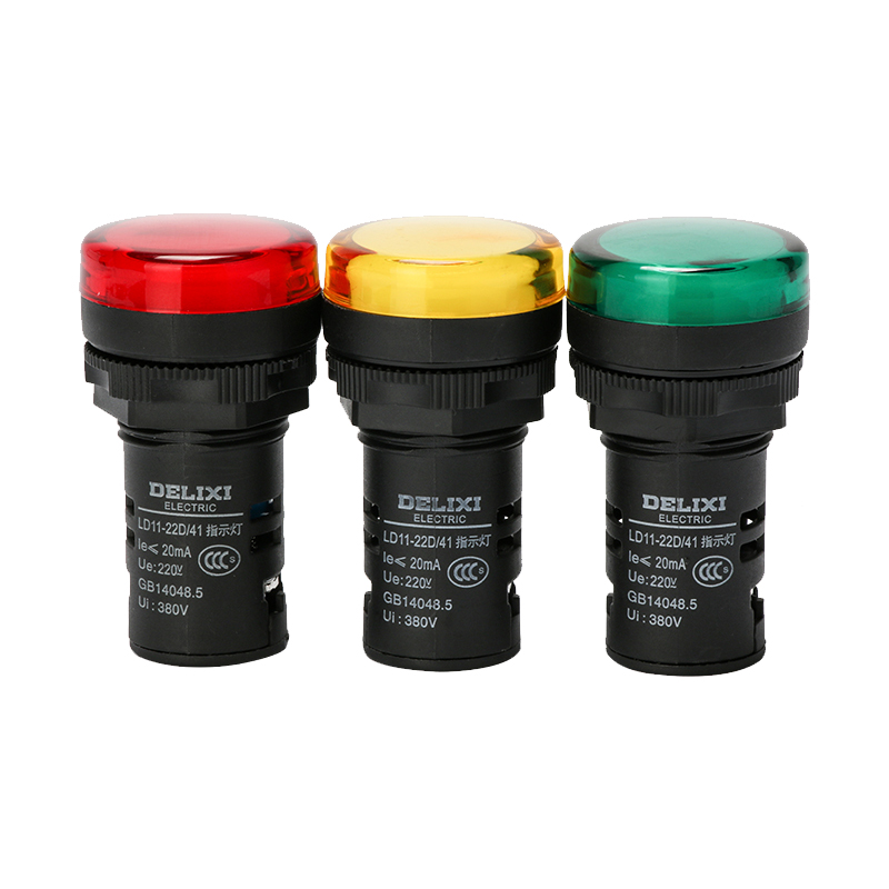 德力西指示灯 黄色 绿色 红色AD16 220v 24v LD11-22D led信号灯