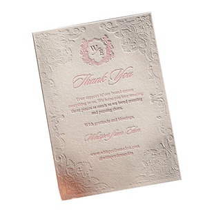 高档环保棉卡定制棉纸压凹烫金名片凹凸浮雕印刷制作高级贺卡请柬明信片邀请函售后产品卡片硬卡纸订制