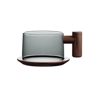 木笙玩物玻璃咖啡杯子高档精致耐高温家用水杯创意下午茶杯碟套装