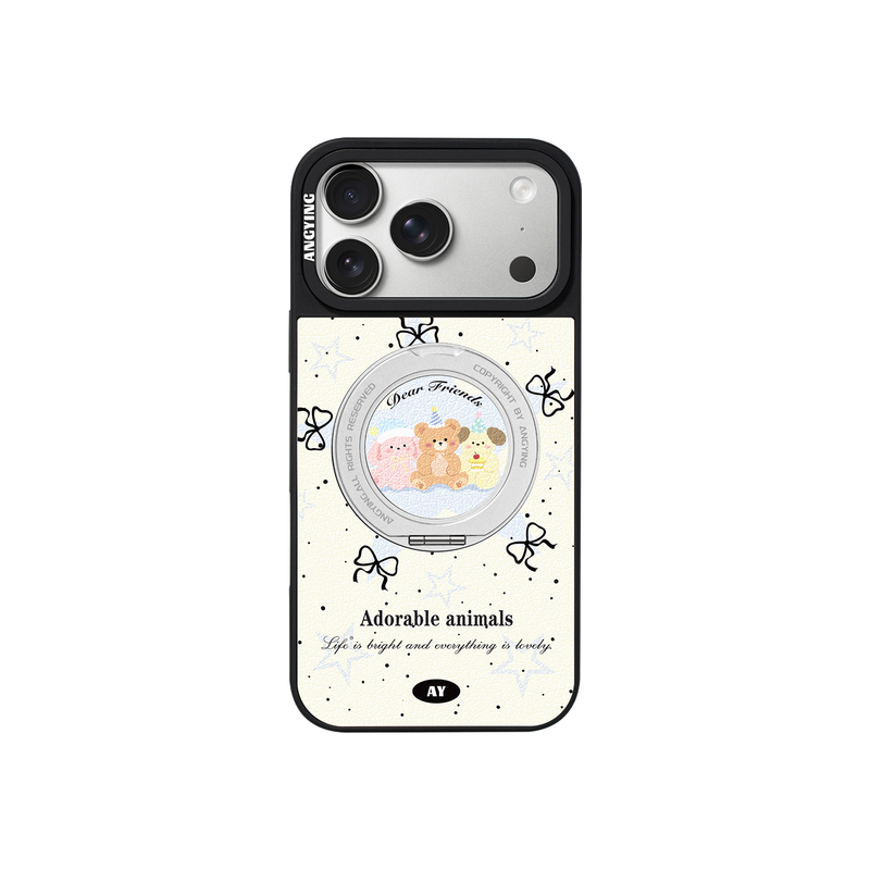 ANGYING × 萌友时光适用苹果17promax手机壳新款iphone16pro磁吸带支架ip15支点Yo6网红可爱好看套高级感女