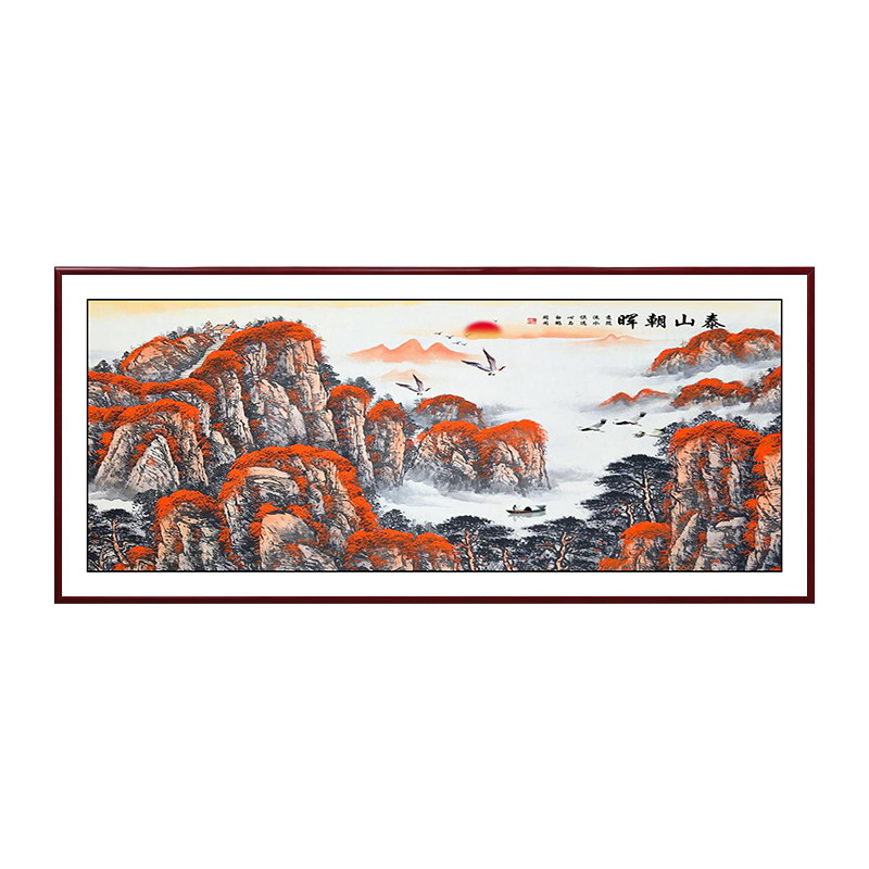 泰山图新中式山水实木装饰画