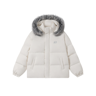 FORNINES可拆毛领皮面羽绒服男款冬季情侣面包服加厚防寒服外套女