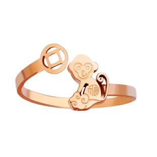 2025招财戒指女偏财运猴子钛钢生肖巨好看尾戒转运彩金食指戒小猴