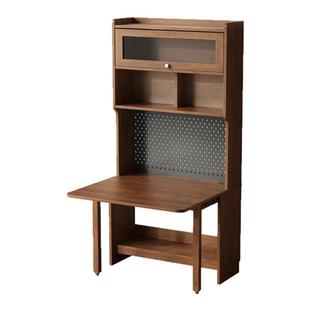 北极树实木书桌书架一体家用学习桌卧室办公桌小户型伸缩电脑桌子