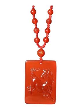 天然红玛瑙吊坠十二生肖护身符