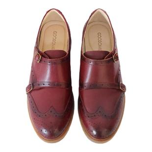 歌迈英伦复古女鞋雕花真皮鞋平底羊皮手工舒适乐福鞋孟克鞋女单鞋