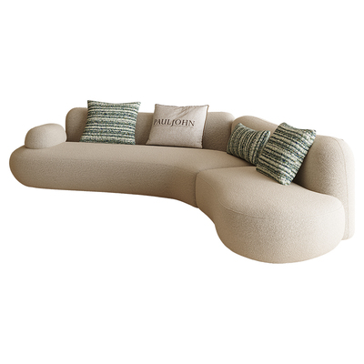 PAULJOHN极简大平层弧形布艺沙发