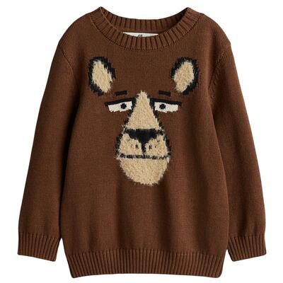 HM童装儿童男童毛衣春季圆领保暖柔软打底提花套头针织衫1246260