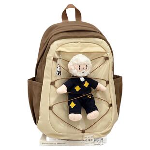 ins风旅游轻便书包女生 初中高中大学生双肩包男潮休闲背包登山包