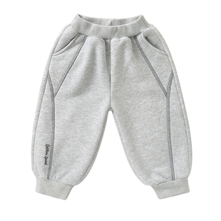 男童学院风加绒卫裤冬装运动长裤保暖冬季新款儿童宝宝秋冬厚裤子