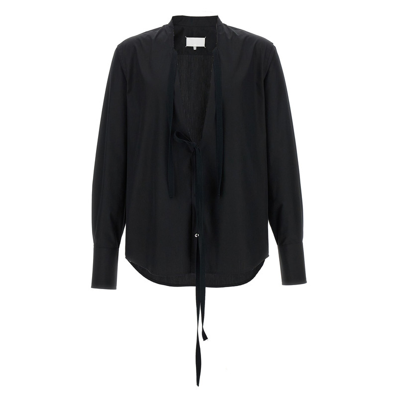 MAISON MARGIELA 男士黑色棉质毛边垂带衬衫26春夏新款意大利代购