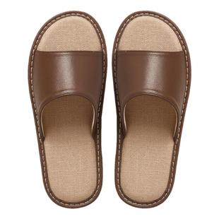 男士皮拖鞋牛筋底防滑耐磨防臭家居室内家用透气男式真皮拖鞋夏季