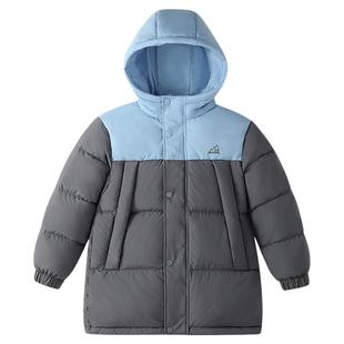 安奈儿童装男童女童中长款羽绒服冬新款拼接保暖防风厚款