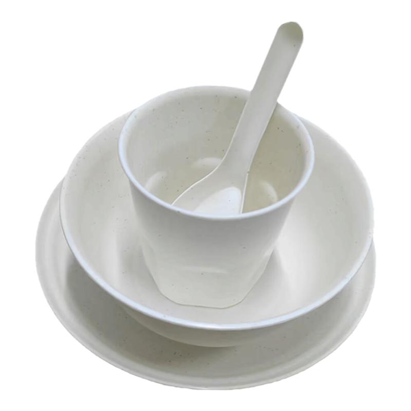 稻壳一次性餐具碗筷套装勺杯子可循环用食品级聚餐家用野餐四件套