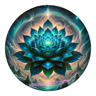 圆形金莲红莲白莲自贴画贴墙贴纸玄关背景莲花贴图中式佛堂装饰画