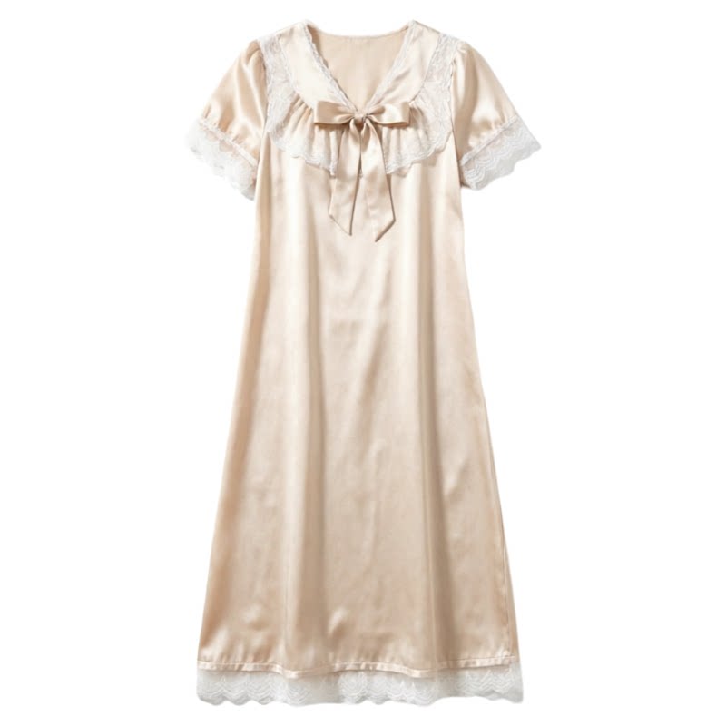 少女冰丝居家服薄款带胸垫睡裙