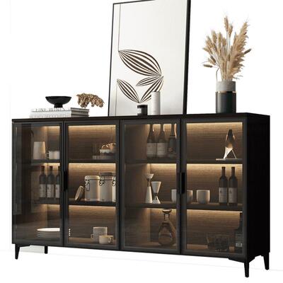 轻奢风厨房客厅收纳柜定制