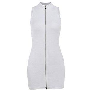 杨柳婵#上下可拉开 双头拉链夏日显身材无袖性感修身包臀连衣裙短