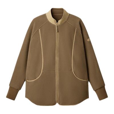 蕉下宽松万粒绒外套女初秋新款美拉德防风柔软摇粒绒中长款薄外套