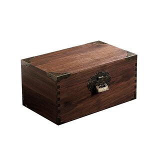 黑胡桃实木复古小木盒收纳储物木制带锁木箱子木质胡桃木盒子原木