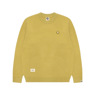 Aape小标徽章简约纯色圆领针织衫