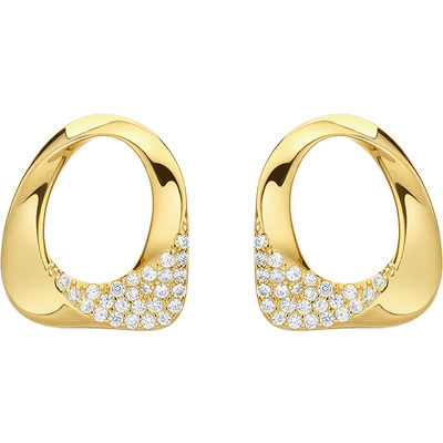 周六福高级感几何复古耳饰纯银针