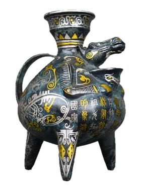 仿古青铜器错金银龙形提梁卣