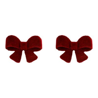 925银针红色女丝绒耳钉新款耳环