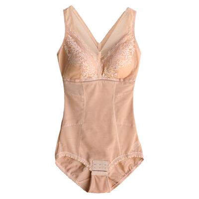 强压力塑身衣带胸垫免穿文胸收腹束腰连体衣修身显瘦排扣式内衣女