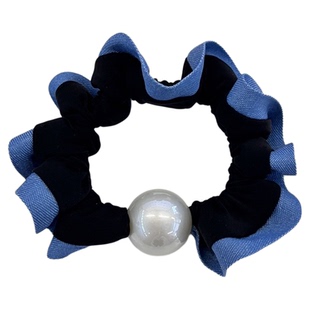 牛仔花边珍珠小肠发圈女高级感皮筋头绳扎丸子头发绳2025新款发饰