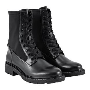 SAM EDELMAN山姆爱德曼冬季黑拼接牛皮圆头马丁靴牛皮短靴女LAYNA