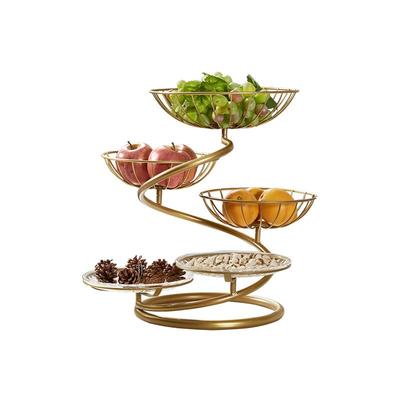 轻奢客厅茶几多层铁艺水果篮