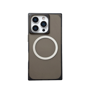 简约时尚磁吸方形直角边半透明磨砂黑色保护套适用苹果iPhone17promax手机壳创意大孔高端防摔16/15/14/13潮
