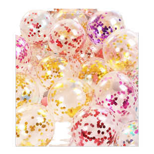 网红亮片气球生日派对装饰透明球结婚礼金银色房间卧室场景布置