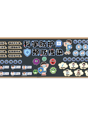 健康防护病毒预防热感传染黑板报