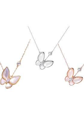 小众白贝母蝴蝶仙气轻奢项链