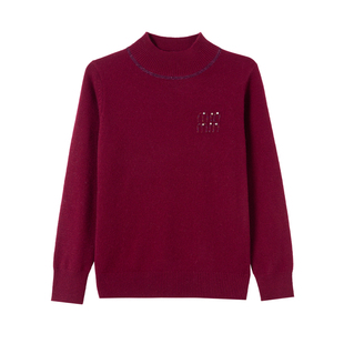 秋冬季新款半高领套头长袖纯山羊绒衫女加厚保暖打底衫毛衣妈妈装