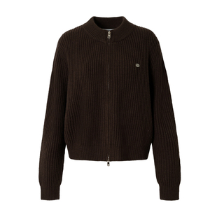 RPB BRAND羊毛设计感双拉链立领针织开衫秋冬简约风毛衣外套上衣