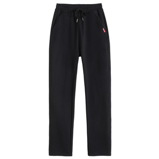 拉链口袋小直筒运动裤女秋冬新款高腰显瘦加绒女裤子纯棉休闲卫裤