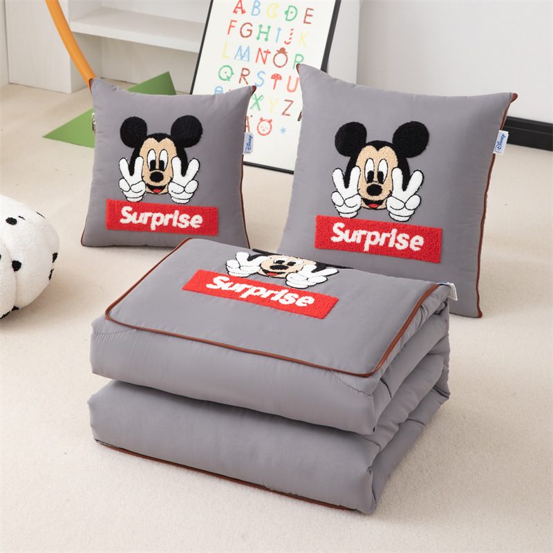 新款亲肤磨毛毛巾绣靠枕抱二合一枕头车载被靠枕午睡被办公室枕