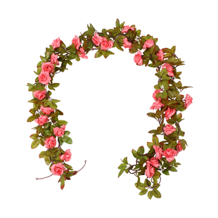 仿真玫瑰假花藤条蔓壁挂缠绕空调水管道遮挡装饰客厅吊顶塑料植物