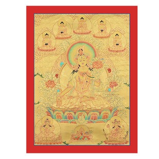 白度母手绘唐卡室内装饰挂画玄关墙壁天然矿物颜料尼泊尔画