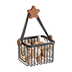 摩登主妇胡桃木葱姜蒜收纳筐多功能厨房中古风置物架鸡蛋收纳挂篮