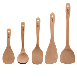 达乐丰进口榉木无漆木铲勺套装木锅铲子不粘锅专用家用木质炒菜铲
