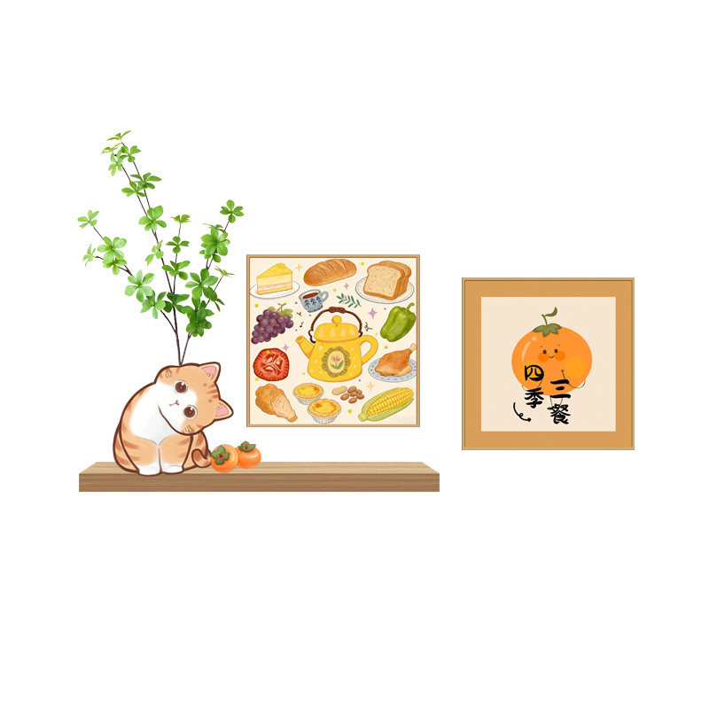 原木风三餐四季餐厅客厅装饰画