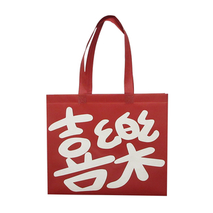 安可拉红手提袋新年喜庆购物袋服装店无纺布袋子定制红色礼品袋