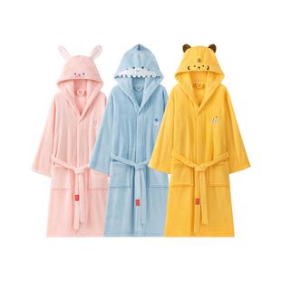 三利浴袍女冬珊瑚绒吸水速干斗篷浴衣秋冬新款情侣可穿浴巾长睡袍