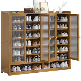 防尘鞋柜收纳神器省空间新款2023爆款鞋架家用室内好看有门多层竹