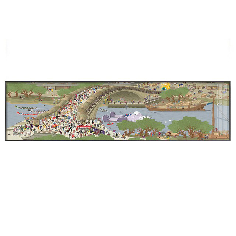 KAWS卡通动漫装饰画联名潮流文化挂画芝麻街清明上河图最后的晚餐